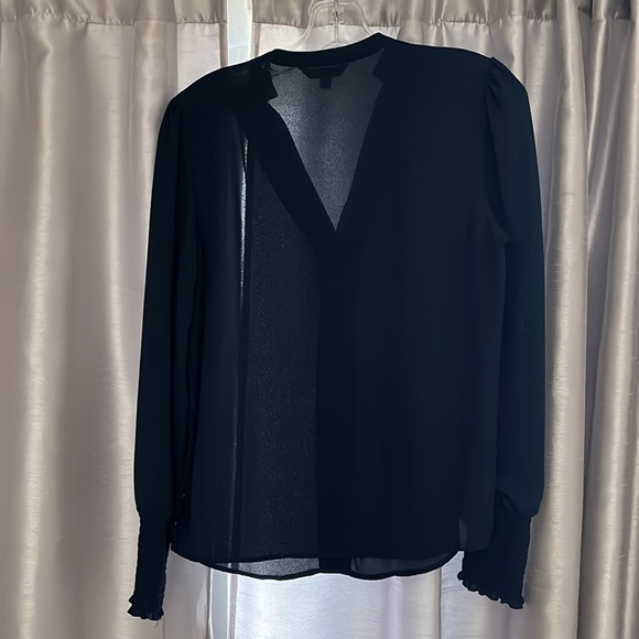 Nanette Lepore S navy blue blouses neck long sleeve with ruching pleated should - Picture 8 of 12